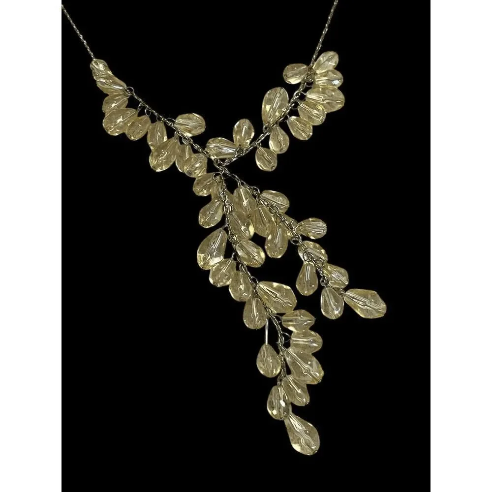 Vintage Y Drop Cascading Bead‎ Necklace Golden Yellow - Picture 4 of 5
